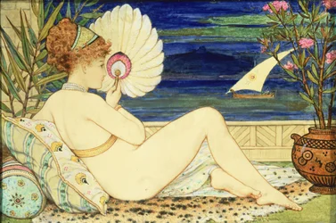 Woman with a Fan, Minton Art Pottery, c.1872